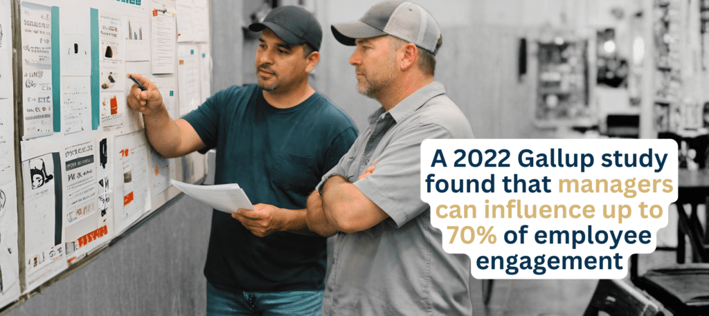 Manufacturing supervisors meeting over production goals